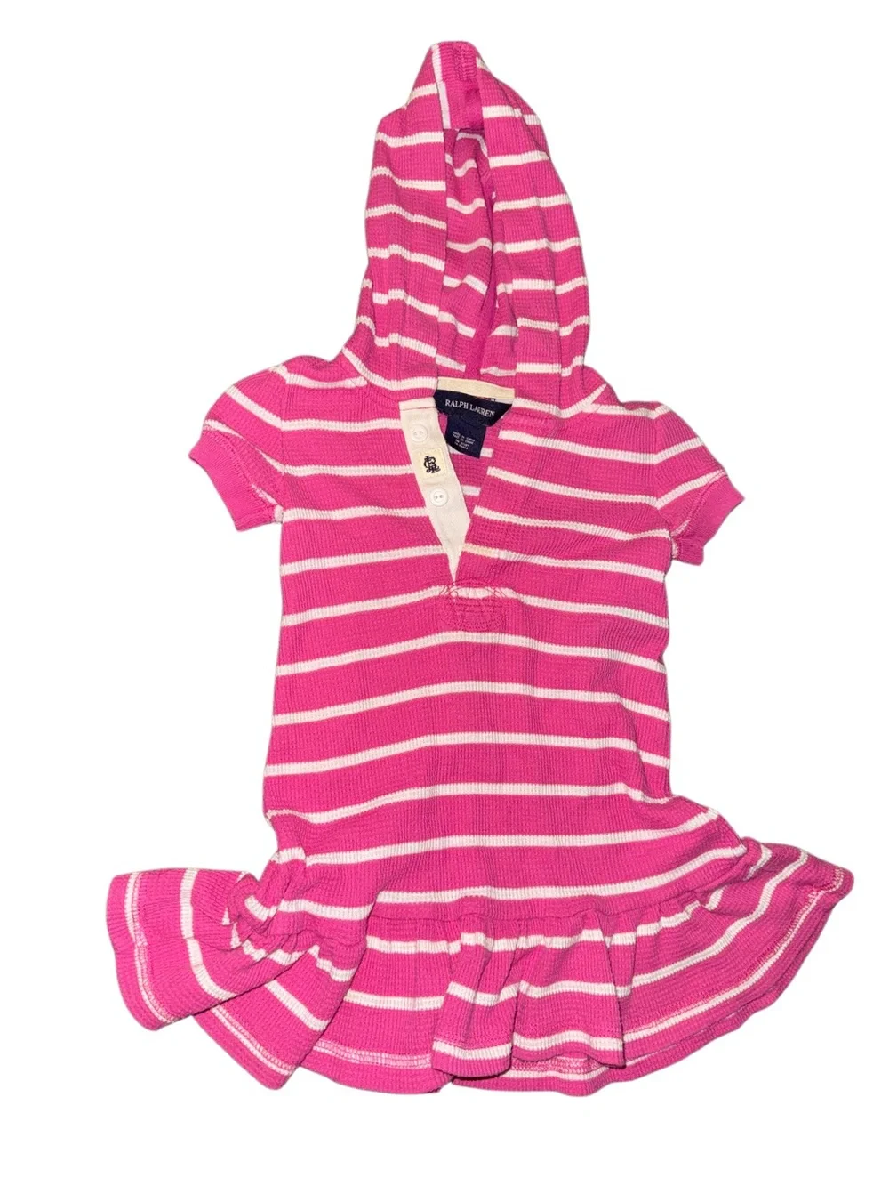 Y2K Ralph Lauren Pink and Cream Striped Ribbed Knit Sweater